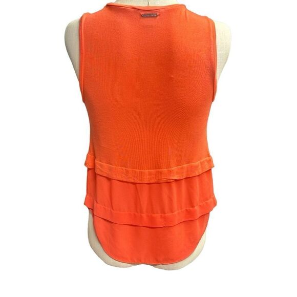 Michael Kors Orange Tiered Sleeveless Blouse Size Small - Picture 4 of 7
